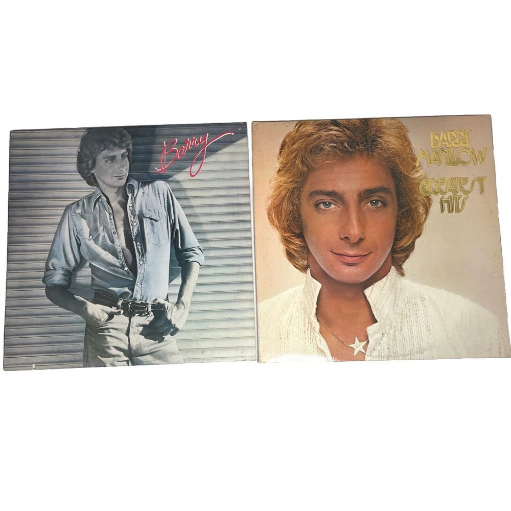 Vintage Barry Manilow (2) LP Vinyl Record Lot Pop 1978 1980 Artista Records